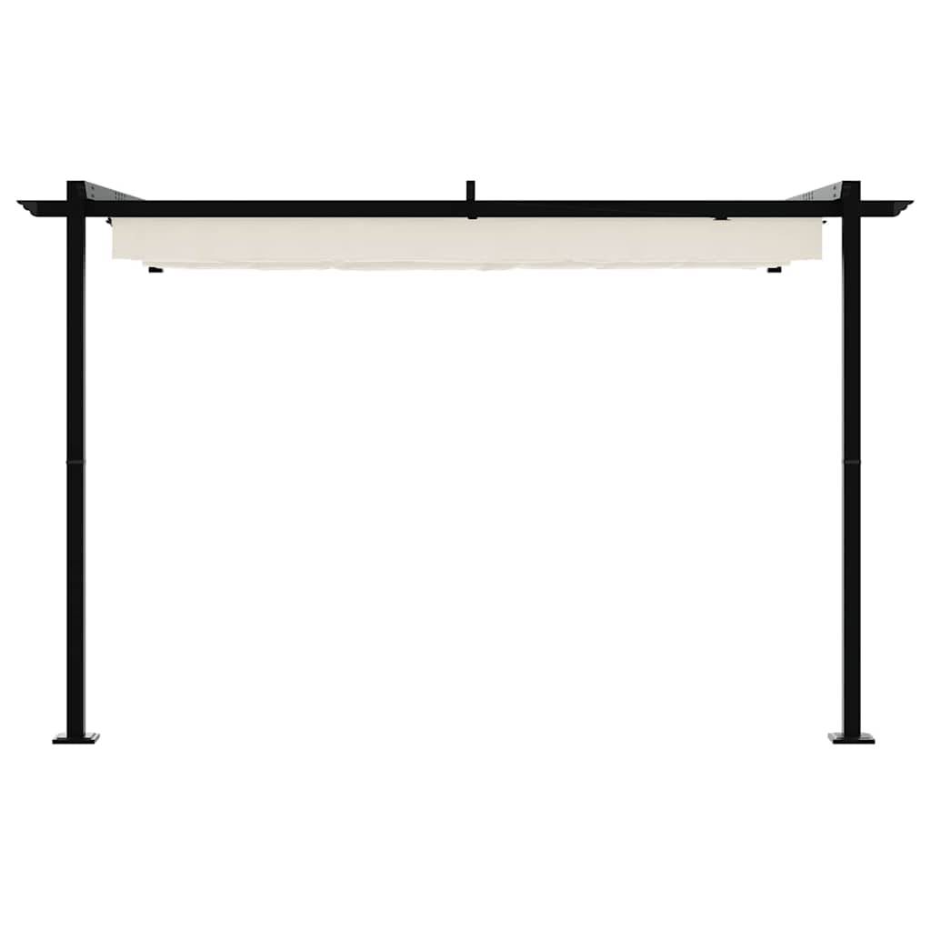 Pergola Murale Adossée Acier Toit Rétractable 3x3 m Crème pour Jardin Patio - ComfortXL Outdoor Living - Image 4