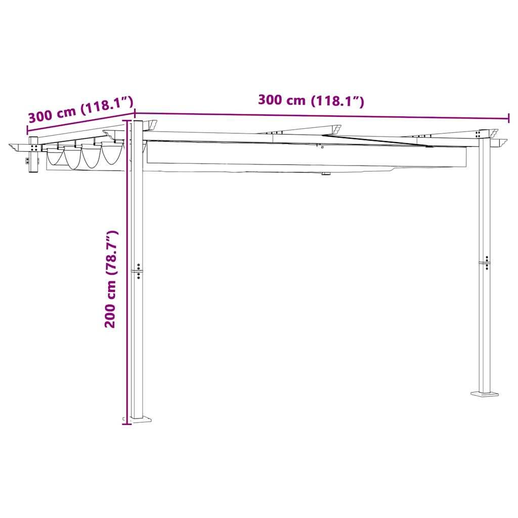 Pergola Murale Adossée Acier Toit Rétractable 3x3 m Crème pour Jardin Patio - ComfortXL Outdoor Living - Image 5