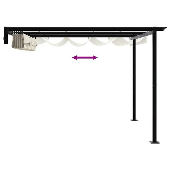 Pergola Murale Adossée Acier Toit Rétractable 3x3 m Crème pour Jardin Patio - ComfortXL Outdoor Living - Image 9