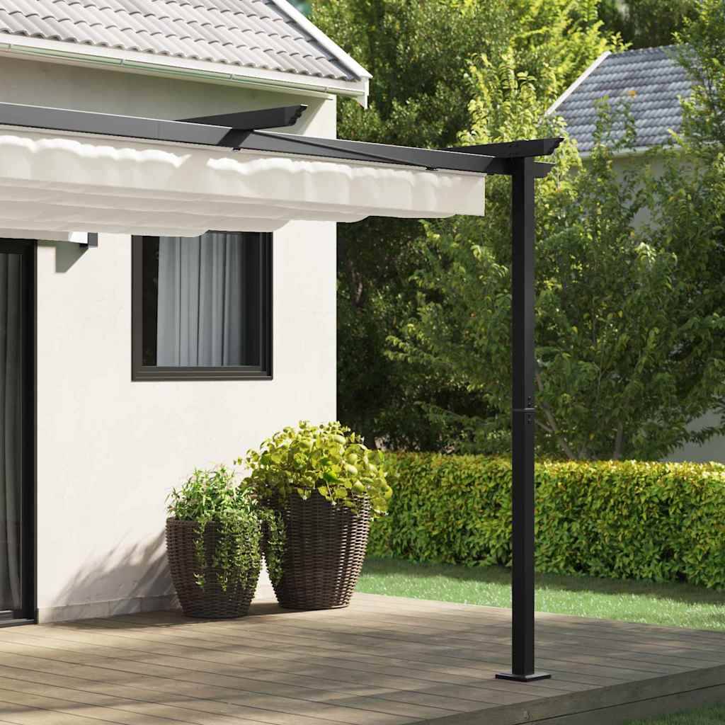 Pergola Murale Adossée Acier Toit Rétractable 3x3 m Crème pour Jardin Patio - ComfortXL Outdoor Living - Image 3