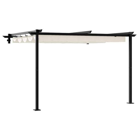 Pergola Murale Adossée Acier Toit Rétractable 3x3 m Crème pour Jardin Patio - ComfortXL Outdoor Living - Image 2