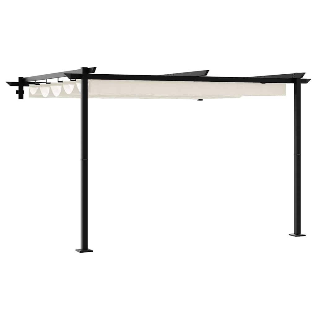 Pergola Murale Adossée Acier Toit Rétractable 3x3 m Crème pour Jardin Patio - ComfortXL Outdoor Living - Image 2