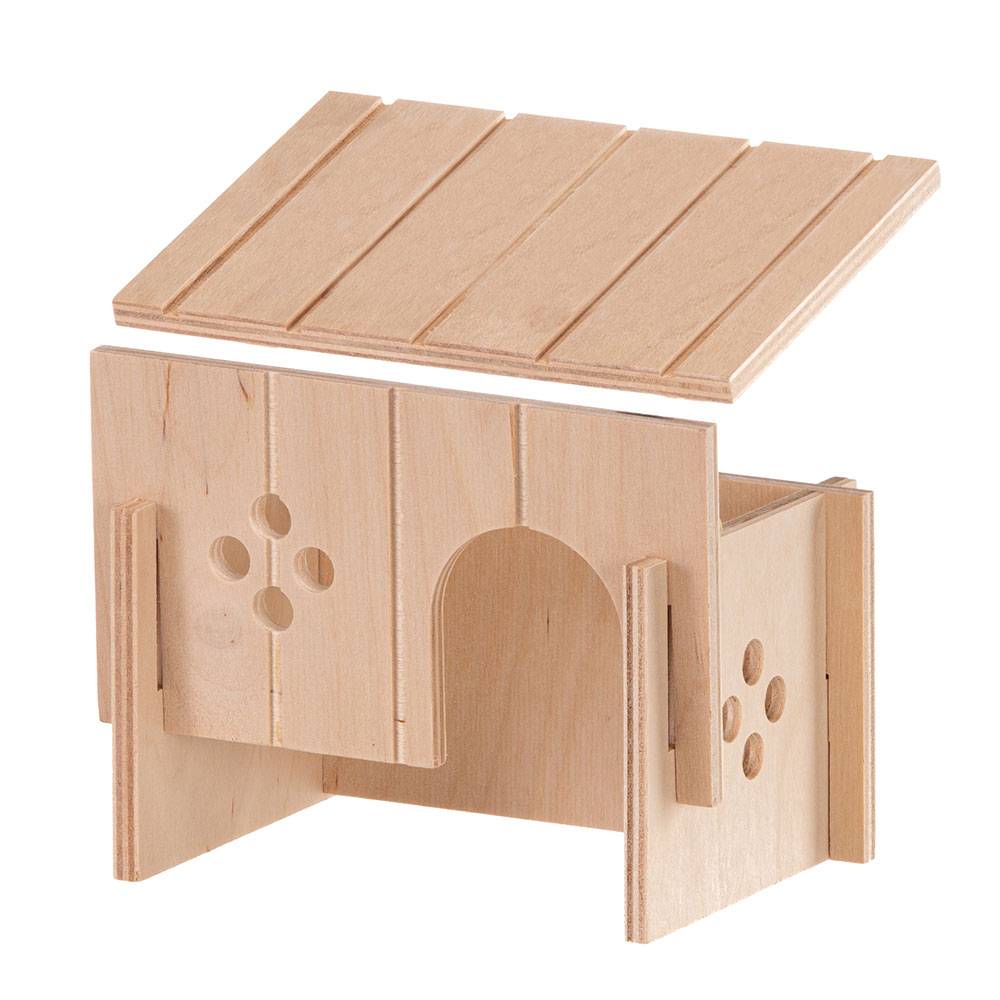 Ferplast - Ferplast Casa Hamster, Accesorio Jaula Hamster, con Techo Plano y Agujeros de Ventilación, en Kit de Montaje, 14,5 x 9,5 x h 8,5 cm, SIN 4642 Casa Madera - Imagen 8
