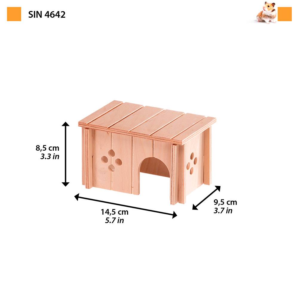 Ferplast - Ferplast Casa Hamster, Accesorio Jaula Hamster, con Techo Plano y Agujeros de Ventilación, en Kit de Montaje, 14,5 x 9,5 x h 8,5 cm, SIN 4642 Casa Madera - Imagen 2