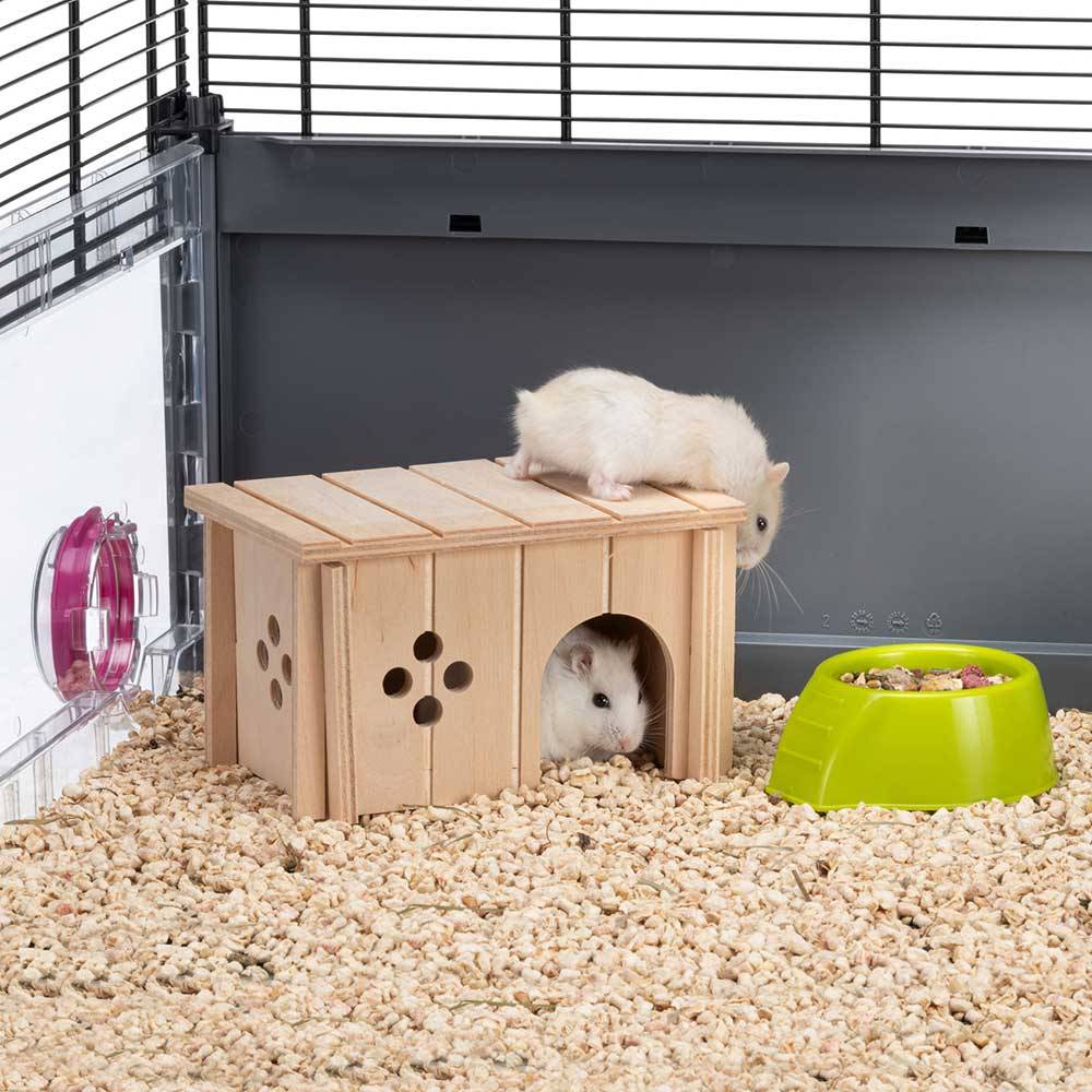 Ferplast - Ferplast Casa Hamster, Accesorio Jaula Hamster, con Techo Plano y Agujeros de Ventilación, en Kit de Montaje, 14,5 x 9,5 x h 8,5 cm, SIN 4642 Casa Madera - Imagen 4