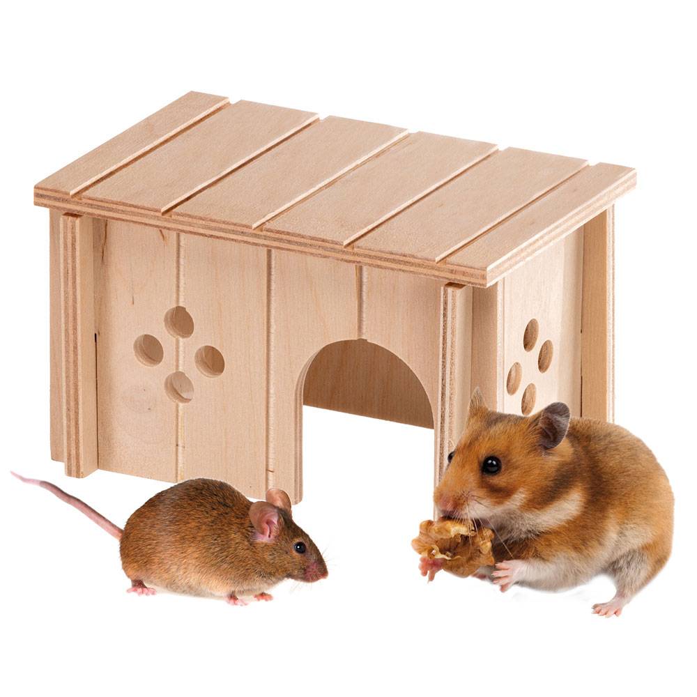 Ferplast - Ferplast Casa Hamster, Accesorio Jaula Hamster, con Techo Plano y Agujeros de Ventilación, en Kit de Montaje, 14,5 x 9,5 x h 8,5 cm, SIN 4642 Casa Madera - Imagen 5