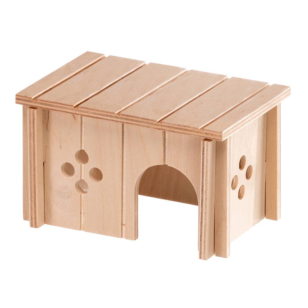 Ferplast - Ferplast Casa Hamster, Accesorio Jaula Hamster, con Techo Plano y Agujeros de Ventilación, en Kit de Montaje, 14,5 x 9,5 x h 8,5 cm, SIN 4642 Casa Madera - Imagen 1