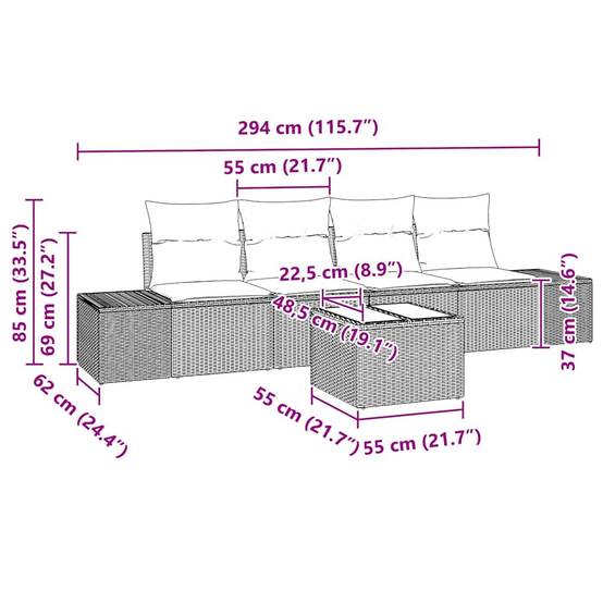 ComfortXL - Petit Salon de Jardin 5 Pièces Résine Tressée Table Réglable Hauteur Rangement Compact Noir et Crème – ComfortXL Outdoor Living - Image 7