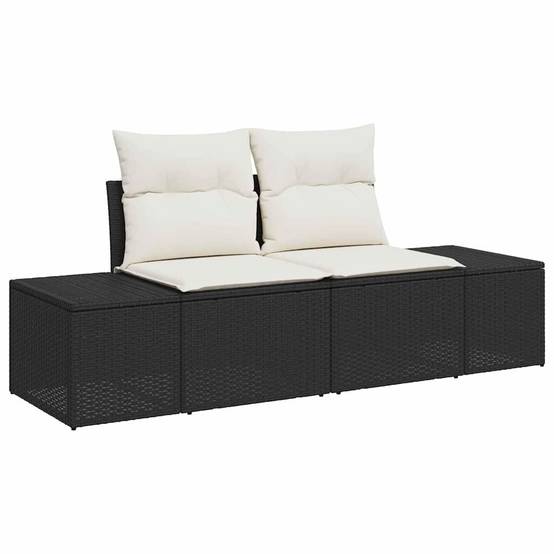 ComfortXL - Petit Salon de Jardin 5 Pièces Résine Tressée Table Réglable Hauteur Rangement Compact Noir et Crème – ComfortXL Outdoor Living - Image 4