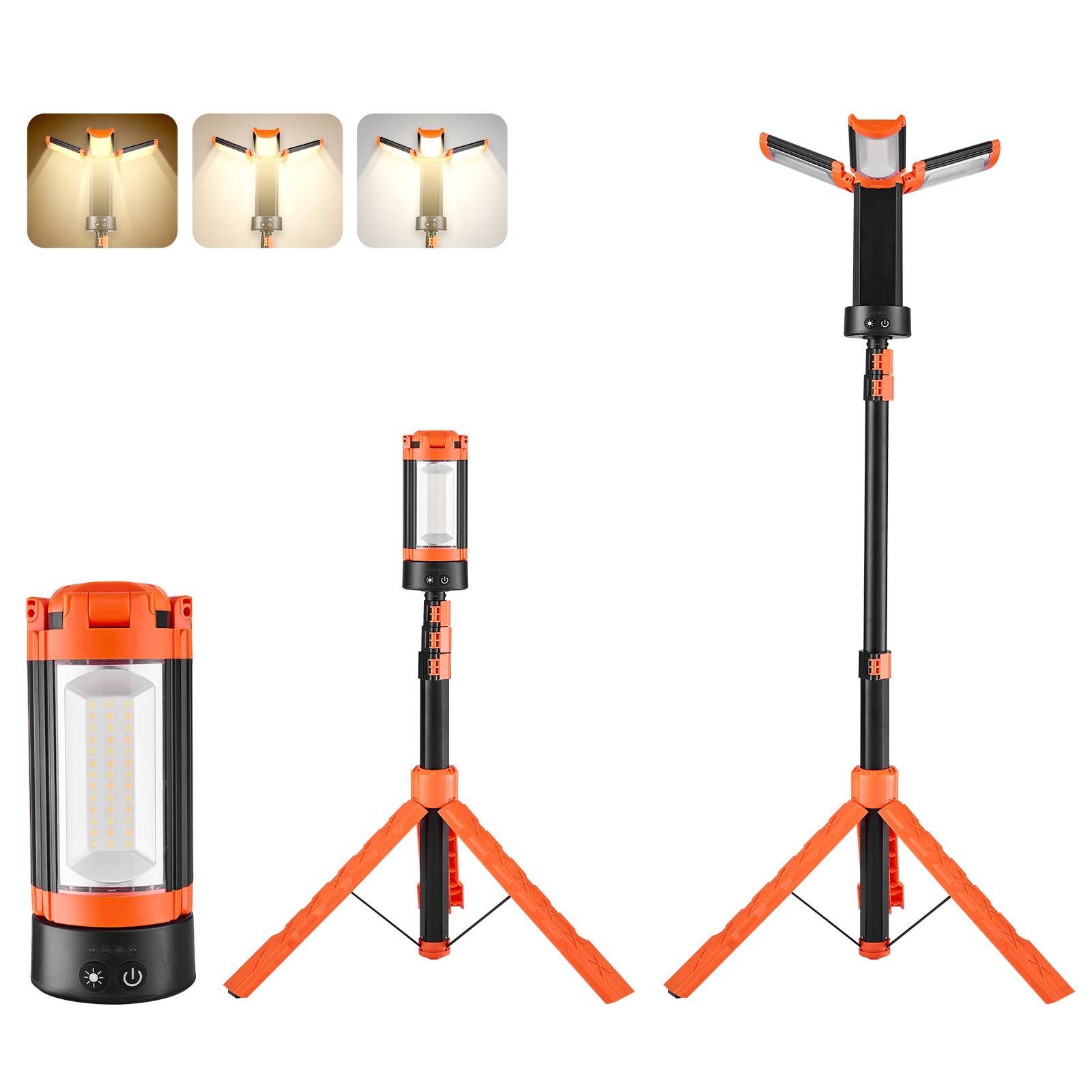 VEVOR Projecteur LED sur trépied amovible rechargeable sans fil 10 Ah 2200 LM