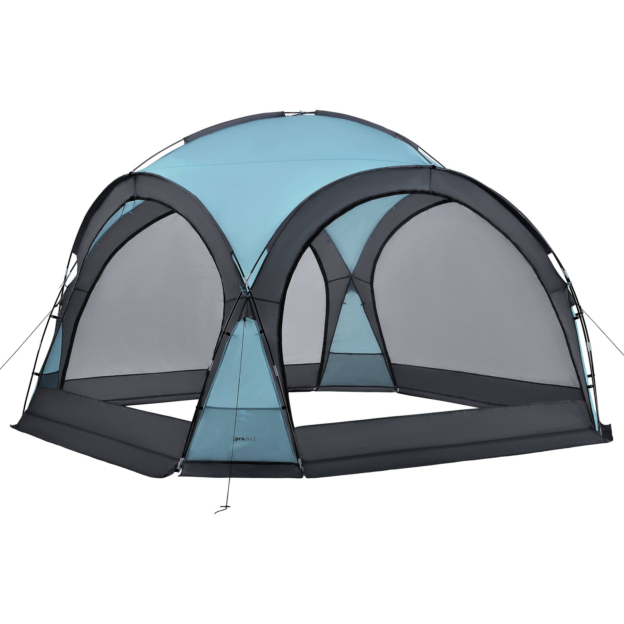 Pro.Tec - Tonnelle de camping Grästorp avec guirlande à 96 LED 345 x 345 x 247 cm bleu clair [pro.tec] - Image 1