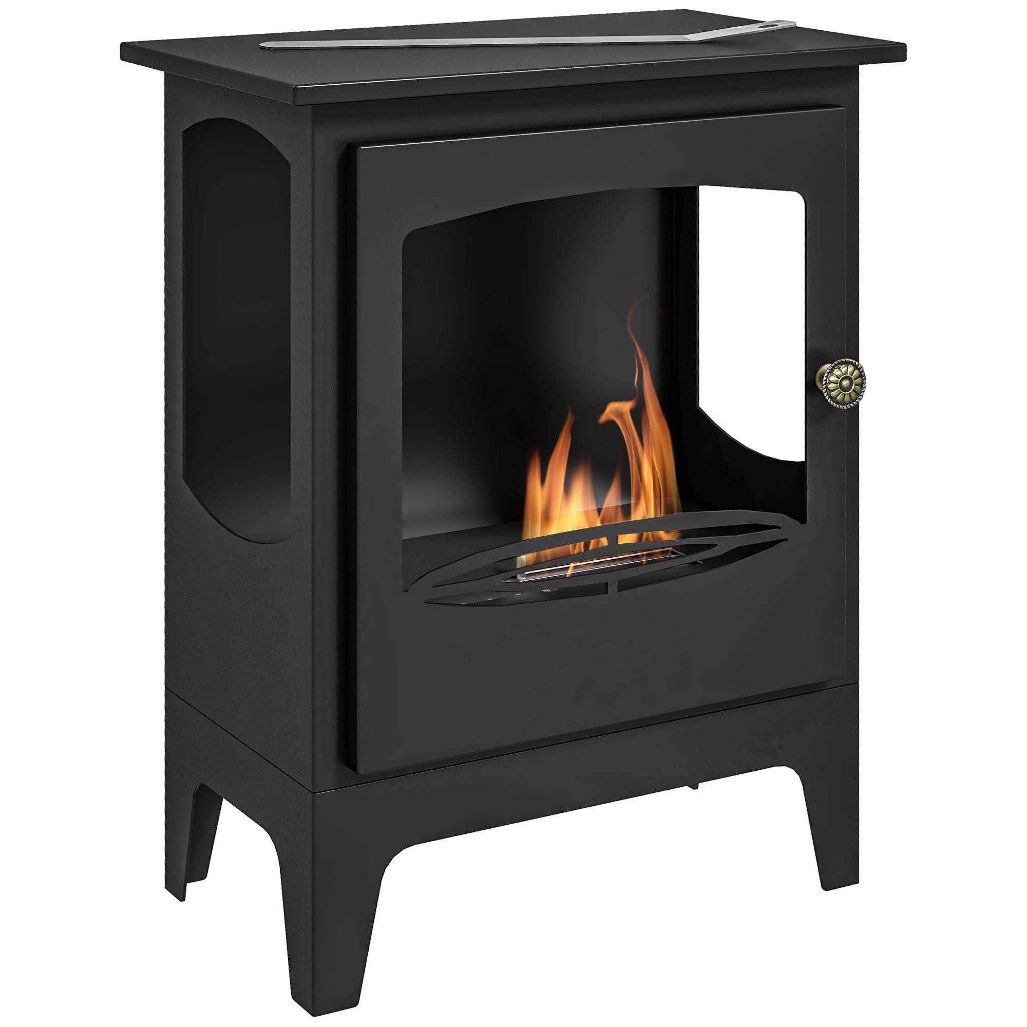 Cheminée à l'éthanol sur pieds style contemporain avec réservoir 1,2Lenviron couverture 25 m² 39 x 26 x 54 cm noir - Image 1