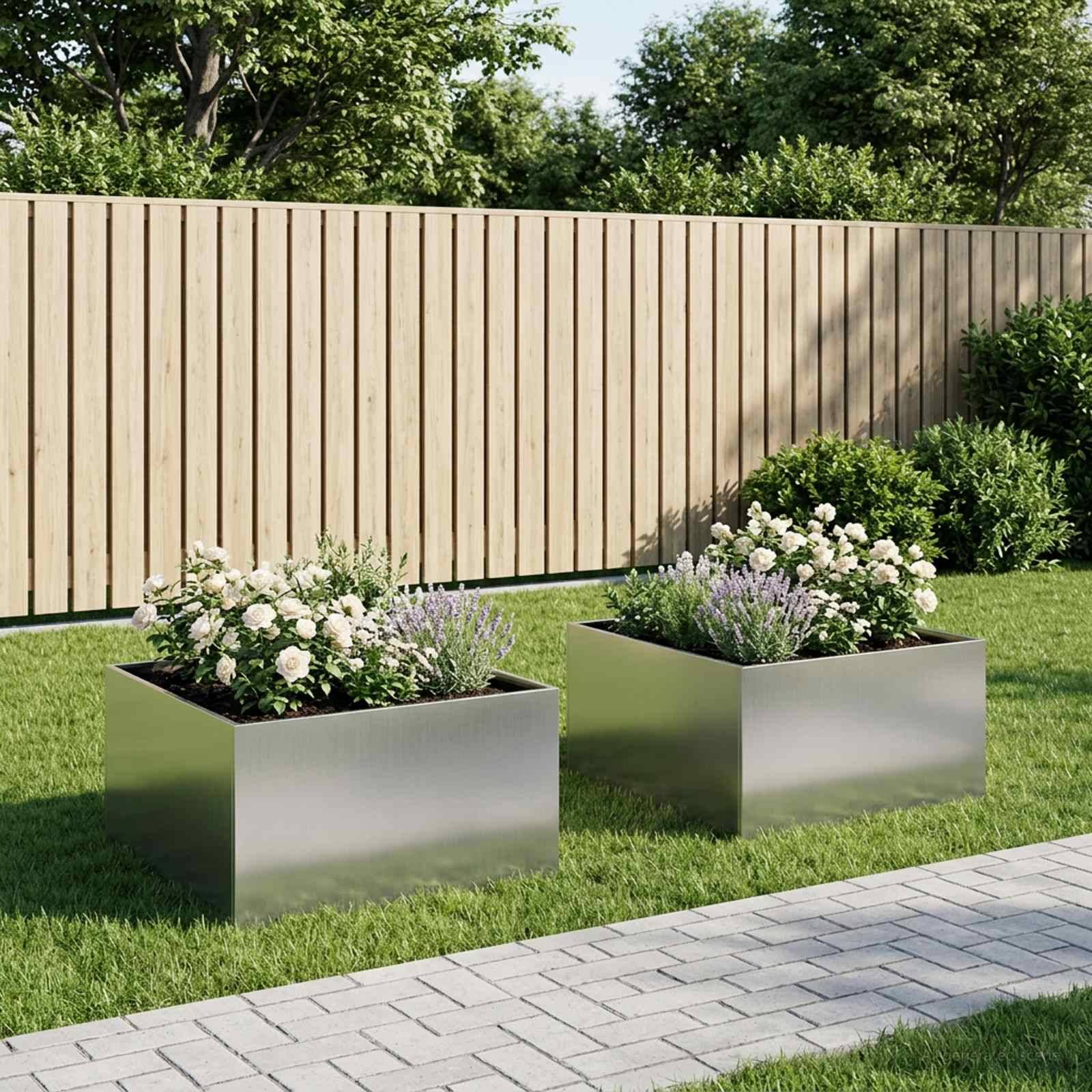 Vidaxl - Cache-pot de jardin 2 pc Argenté 60 x 60 x 40 cm vidaXL 8005103 - Image 1