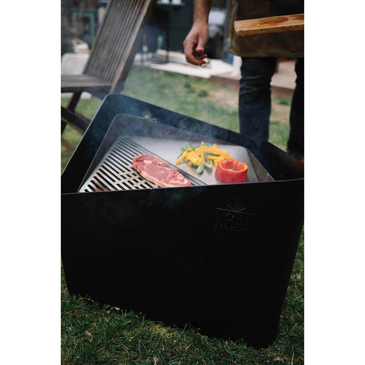 Brasero 3en1 noir LEVANT + GRILLE + PLATEAU NOIR Krak - Imagen 4