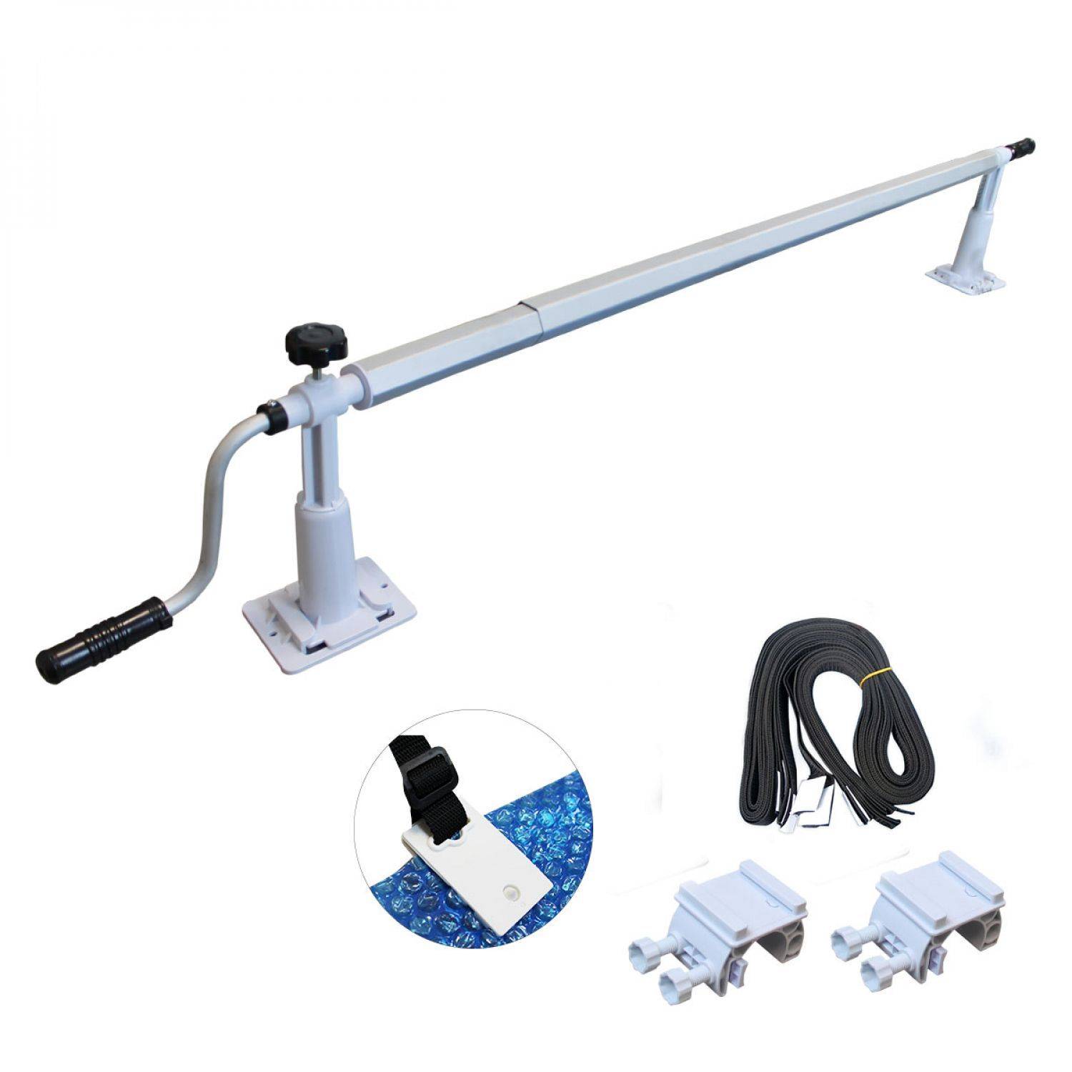 Linxor - Enrouleur de bâche à bulles pour piscine hors sol extensible de 1.37m à 6.15m avec pinces - Linxor