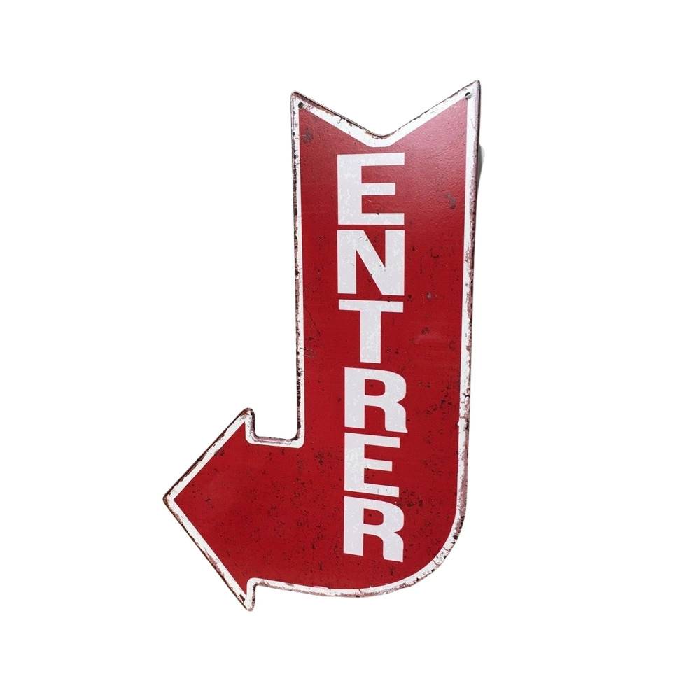 Plaque murale décorative vintage métal rouge porte entrée 40x25cm Chemin de campagne - Imagen 3