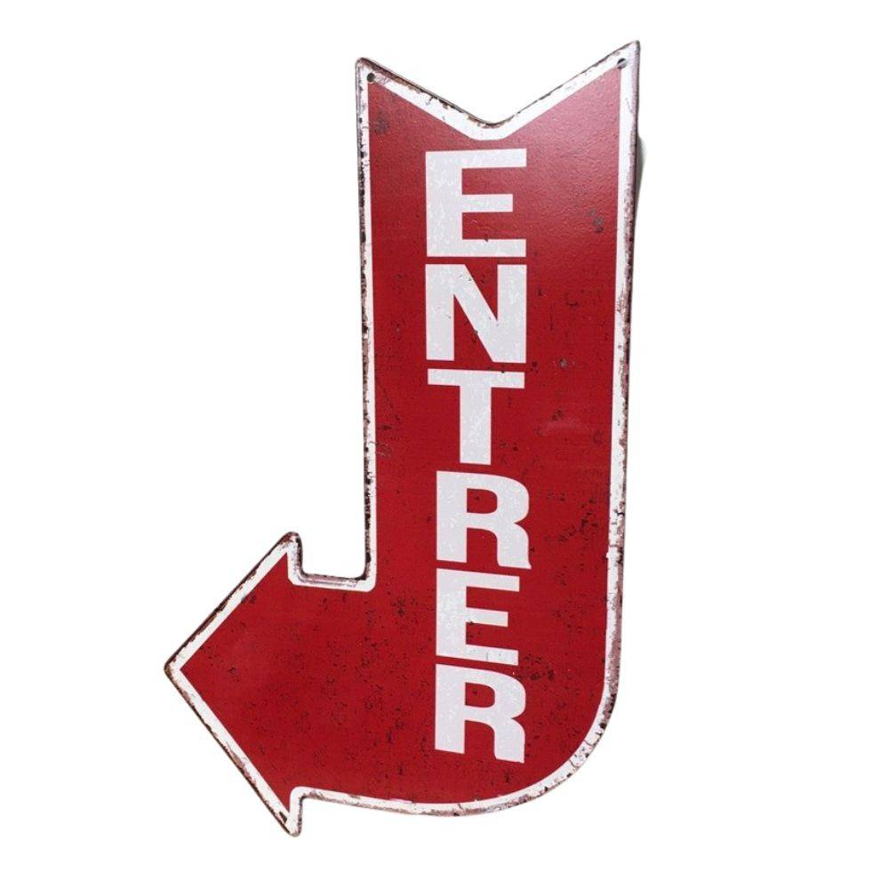 Plaque murale décorative vintage métal rouge porte entrée 40x25cm Chemin de campagne - Imagen 1