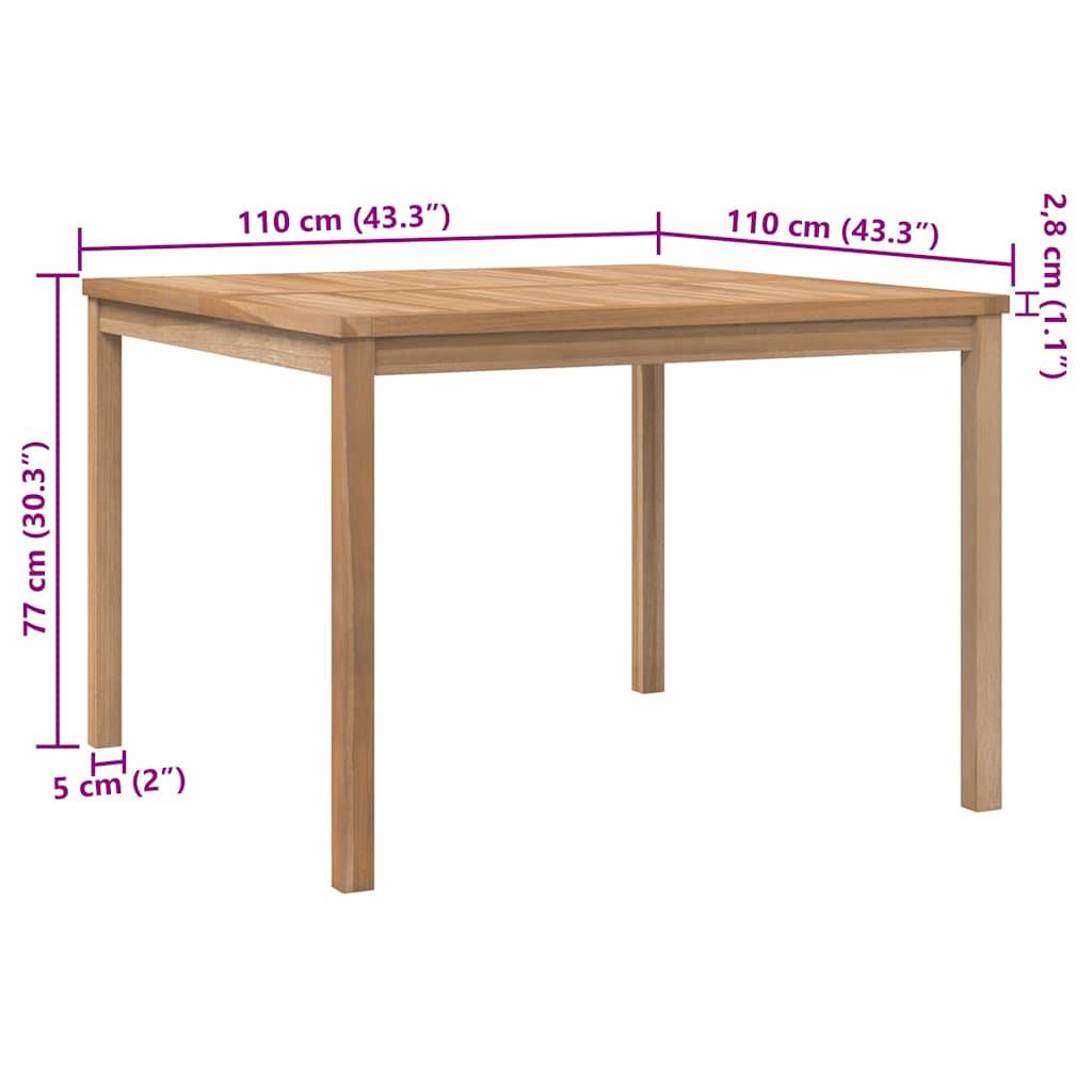 Table à dîner de jardin bois de teck solide 110 x 110 x 77 cm - PANGIVO - Image 6