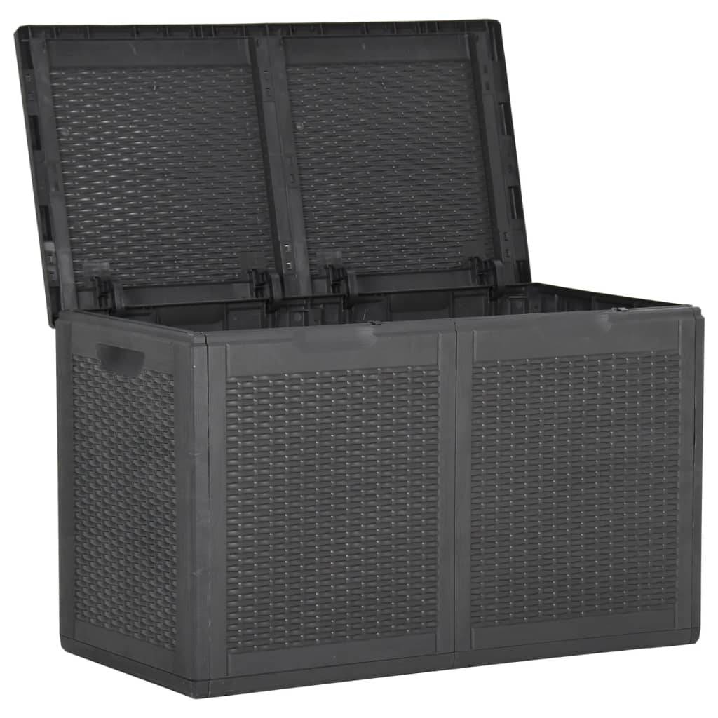Helloshop26 - Coffre boîte meuble de jardin rangement 180 litres noir pp rotin - Imagen 1
