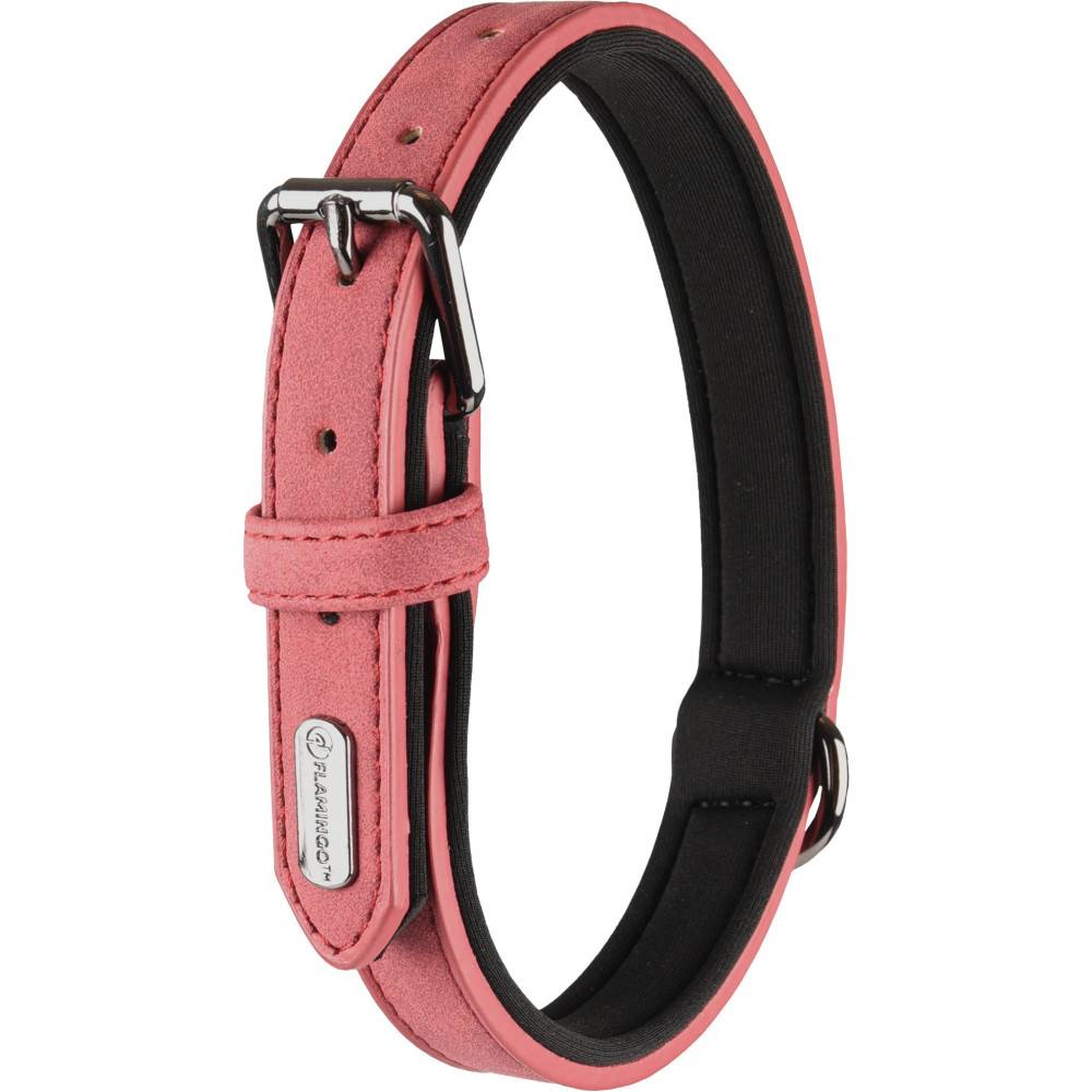 animallparadise - Collier DELU taille ML 38-48 cm en simili cuir et néoprène, couleur rouge, pour chien. - Image 1
