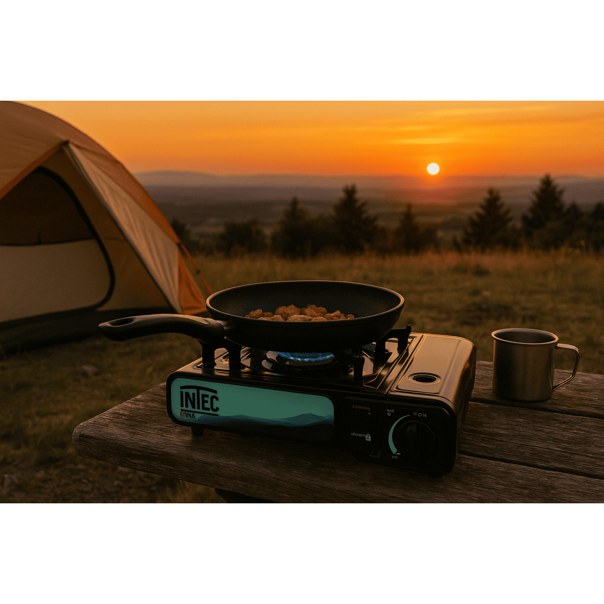 Réchaud à gaz 2200W + 8 Cartouches gaz butane Camping Road trips Piezo Mallette Etna INTEC - Imagen 5