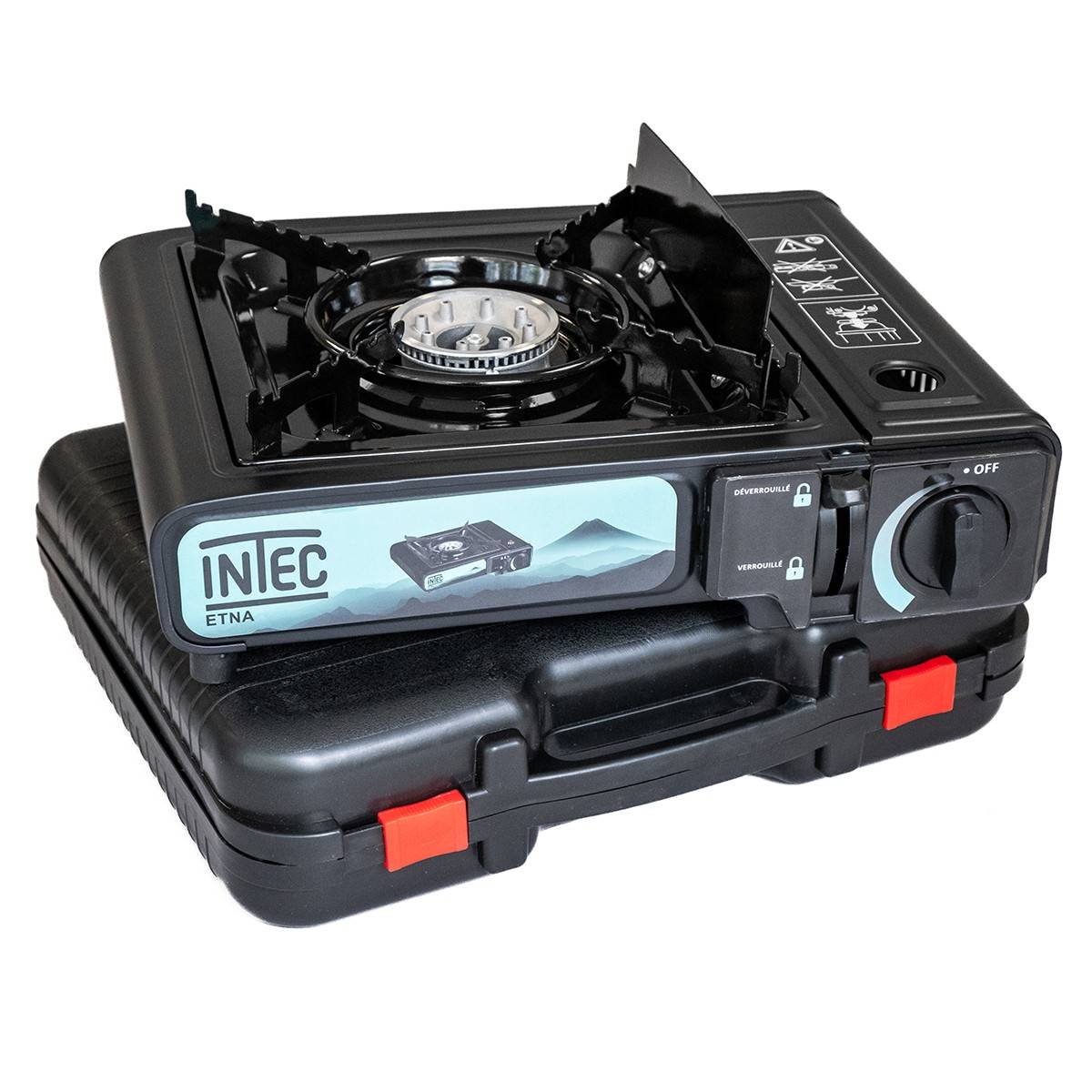 Réchaud à gaz 2200W + 8 Cartouches gaz butane Camping Road trips Piezo Mallette Etna INTEC - Imagen 4