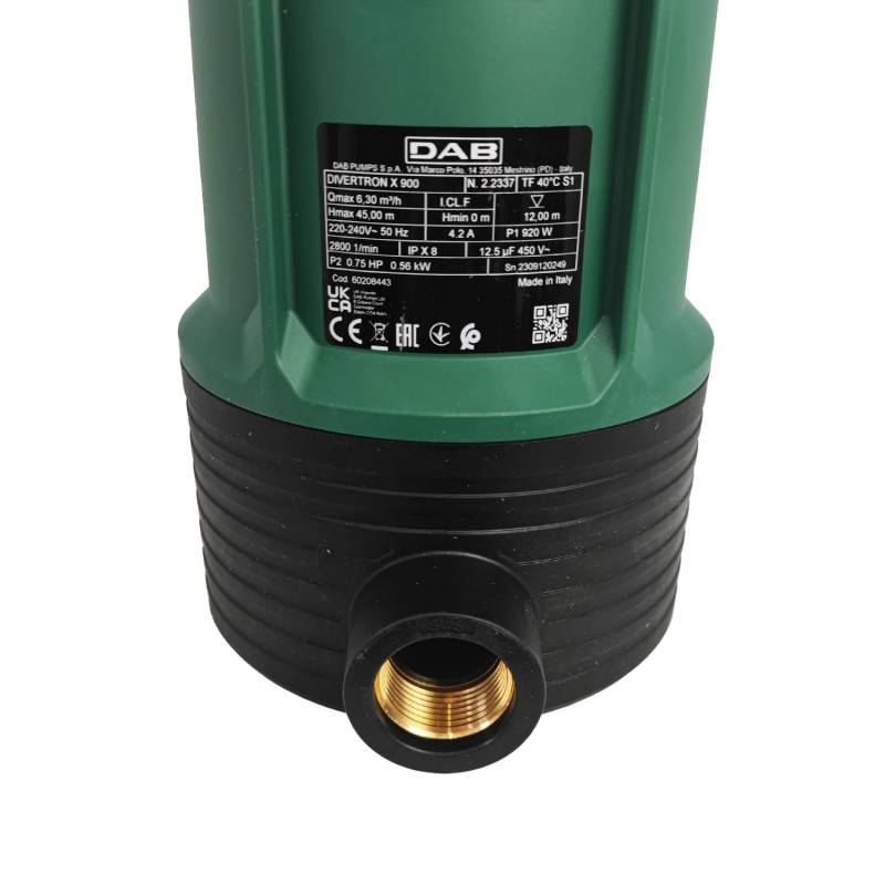 Pompe immergée DAB DIVERTRON900X Automatique 0,75 kW de 0,6 à 4,2 m3/h monophasé 220V - Image 3
