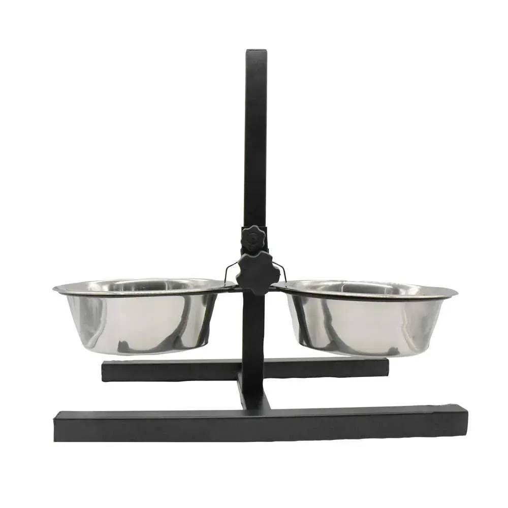 Mangeoire chien sur pied réglable  + 2 gamelles Ø de 19 cm - Image 2