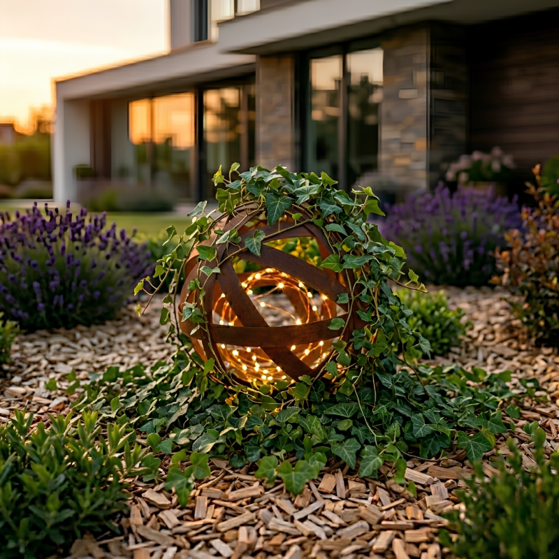 Jardinex - Boule déco jardin métal ajourée - Rouille 50 cm - Jardinex - Imagen 7