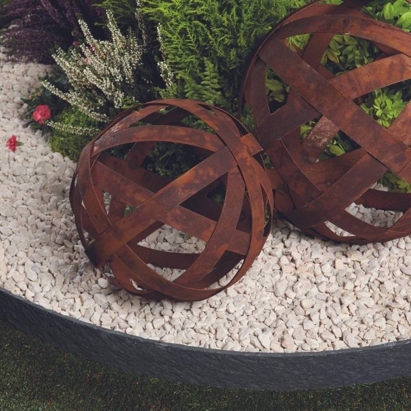 Jardinex - Boule déco jardin métal ajourée - Rouille 50 cm - Jardinex - Imagen 6