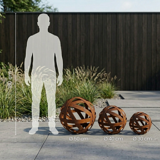 Jardinex - Boule déco jardin métal ajourée - Rouille 50 cm - Jardinex - Imagen 3