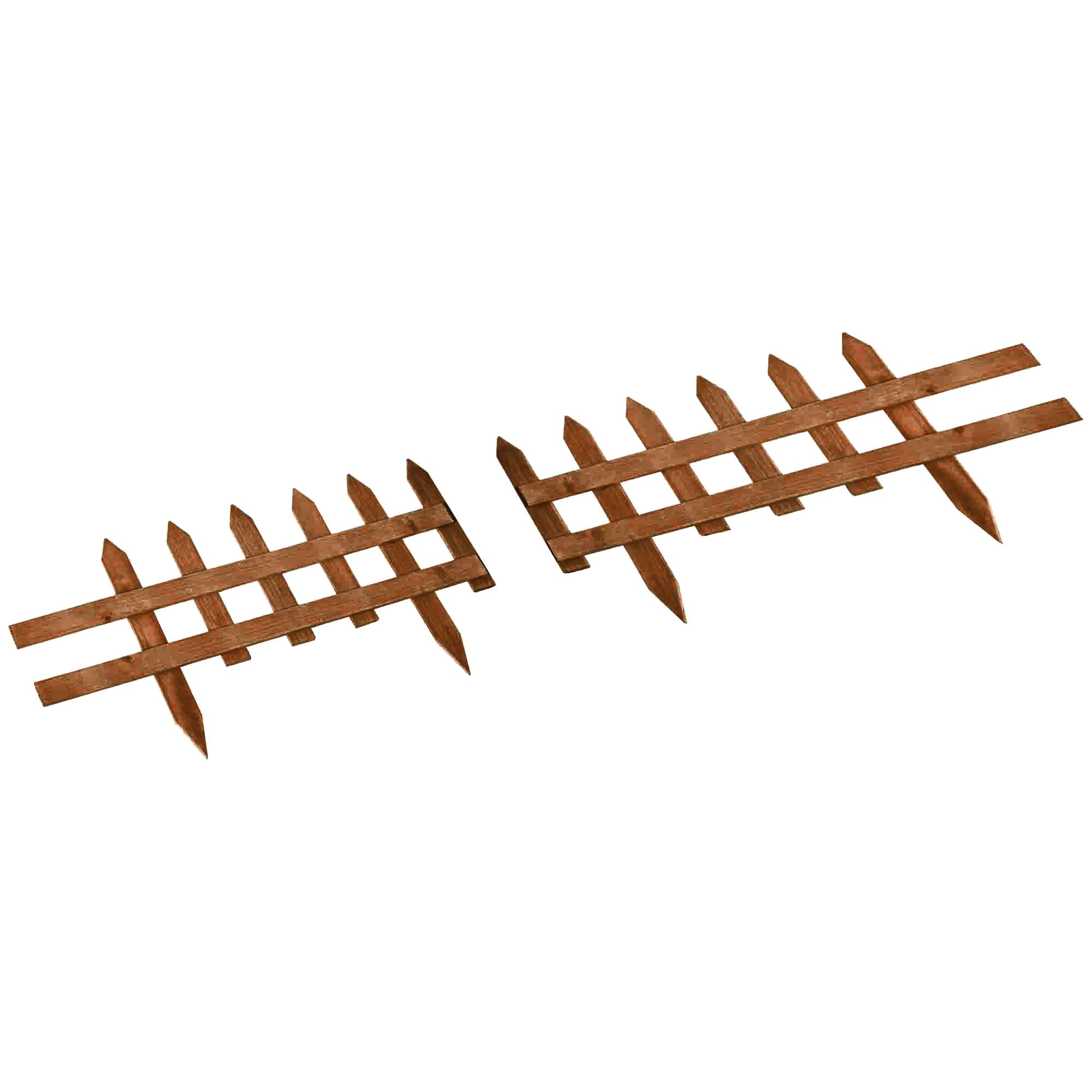 Outsunny - Bordures à planter 12 pcs - bordures de pelouse - barrières de jardin en bois de sapin pré-huilé - bordure dim. 60L x 34H cm - Outsunny - Imagen 1