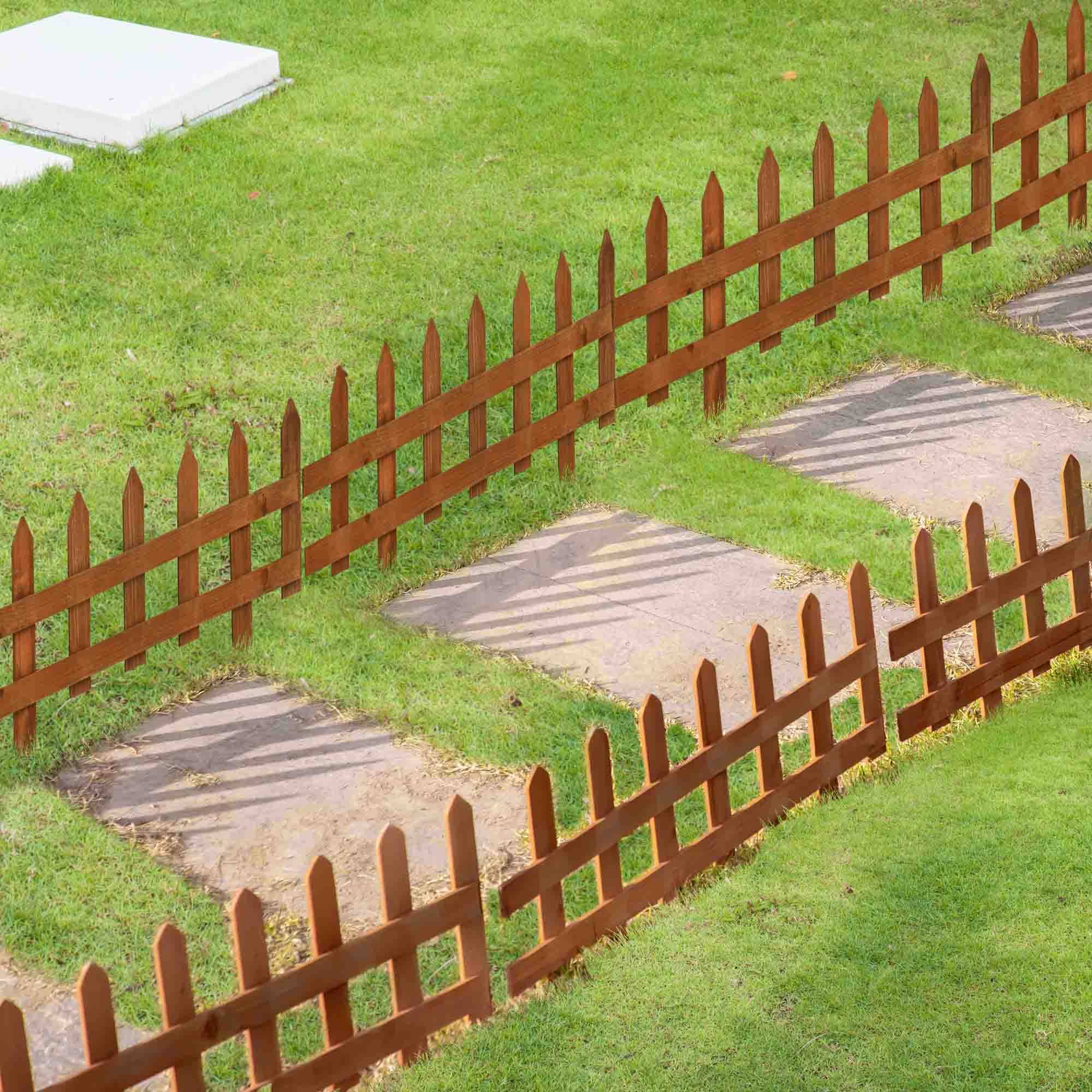 Outsunny - Bordures à planter 12 pcs - bordures de pelouse - barrières de jardin en bois de sapin pré-huilé - bordure dim. 60L x 34H cm - Outsunny - Imagen 2