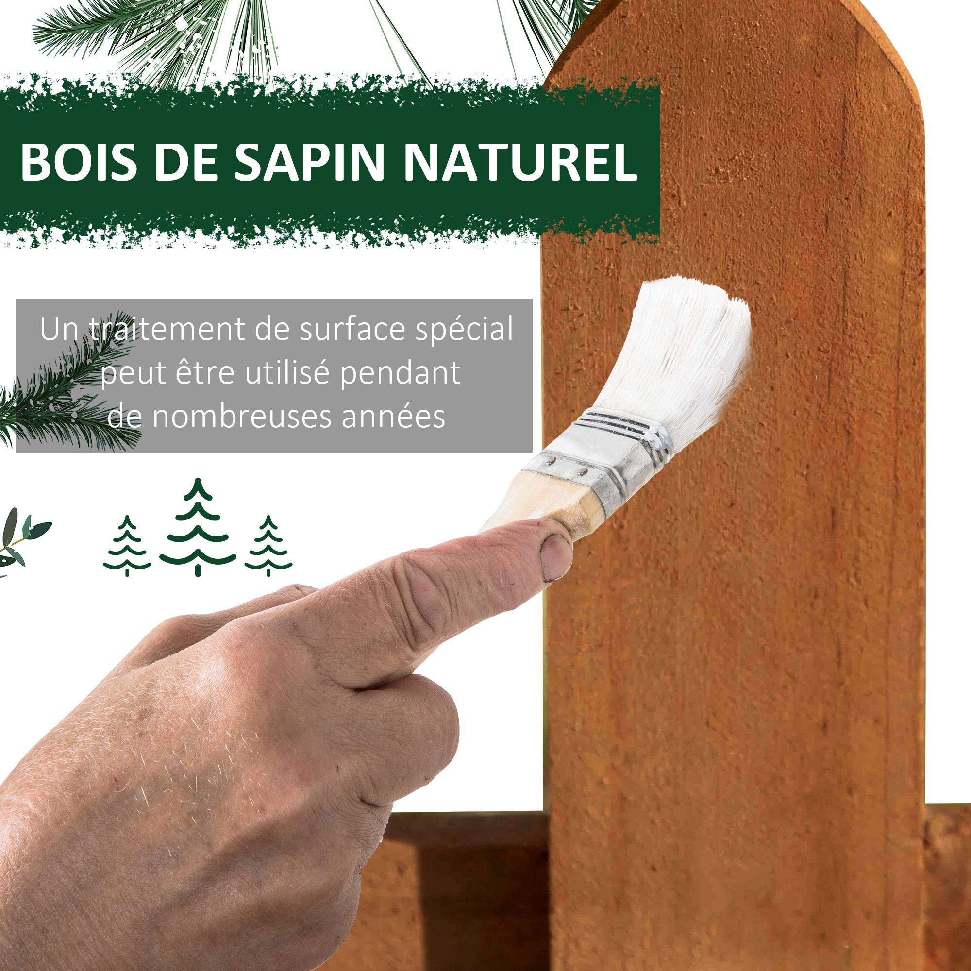 Outsunny - Bordures à planter 12 pcs - bordures de pelouse - barrières de jardin en bois de sapin pré-huilé - bordure dim. 60L x 34H cm - Outsunny - Imagen 4