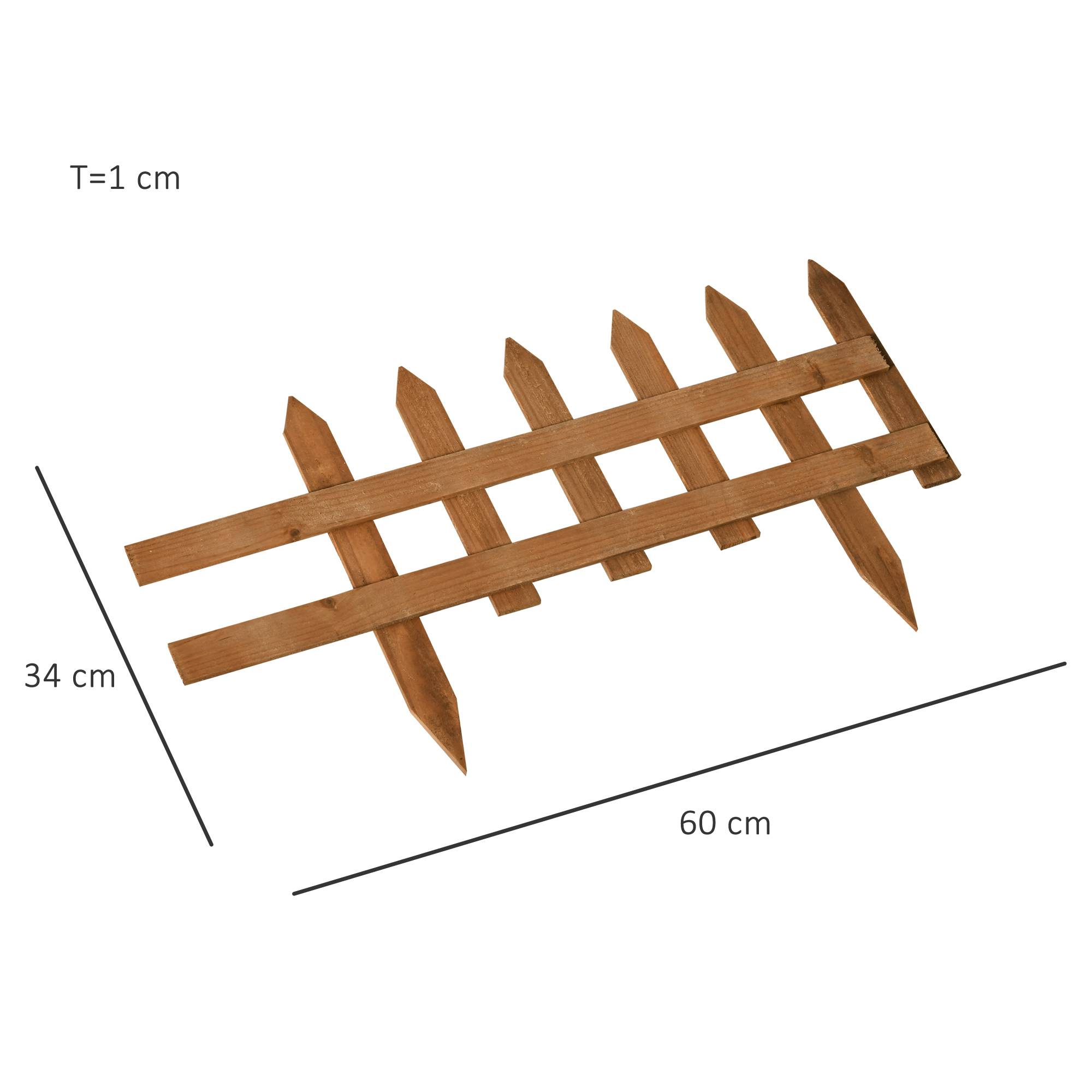 Outsunny - Bordures à planter 12 pcs - bordures de pelouse - barrières de jardin en bois de sapin pré-huilé - bordure dim. 60L x 34H cm - Outsunny - Imagen 3