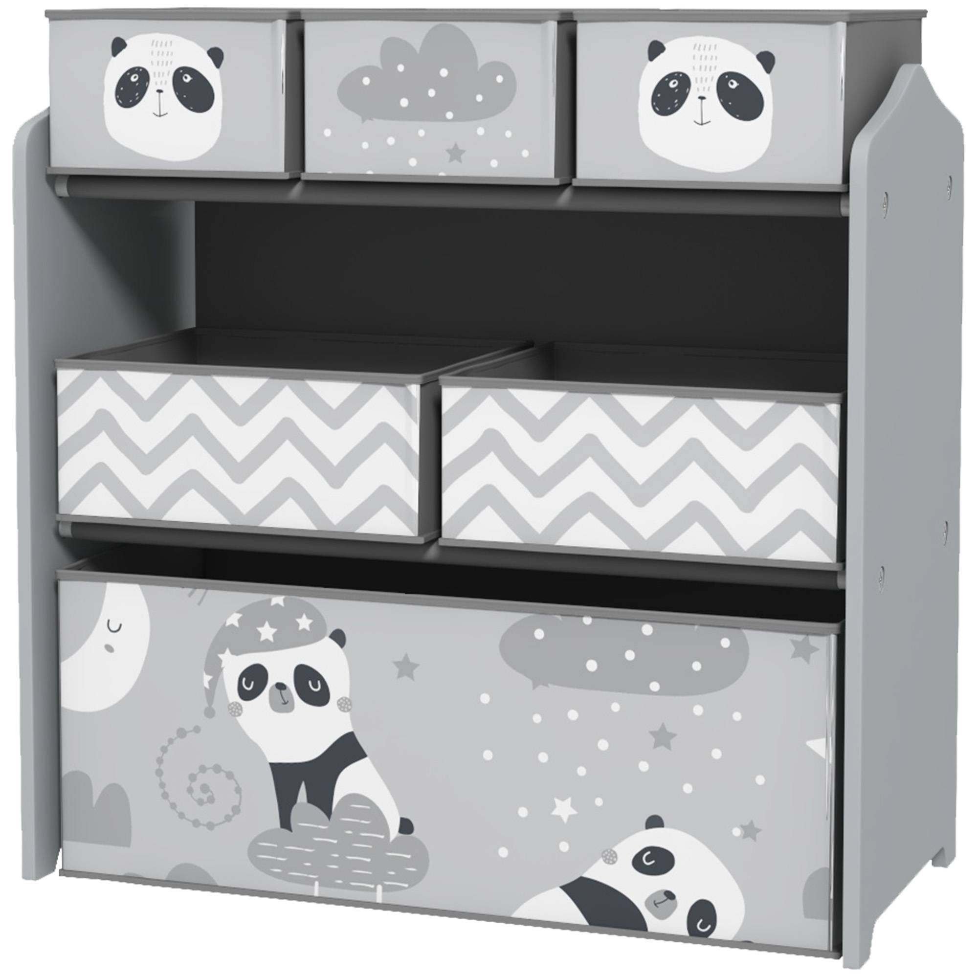 Rangement pour jouets d'enfants, étagère à jouets avec 6 bacs amovibles en tissu non tissé, 63 x 30 x 66 cm, gris - Image 2