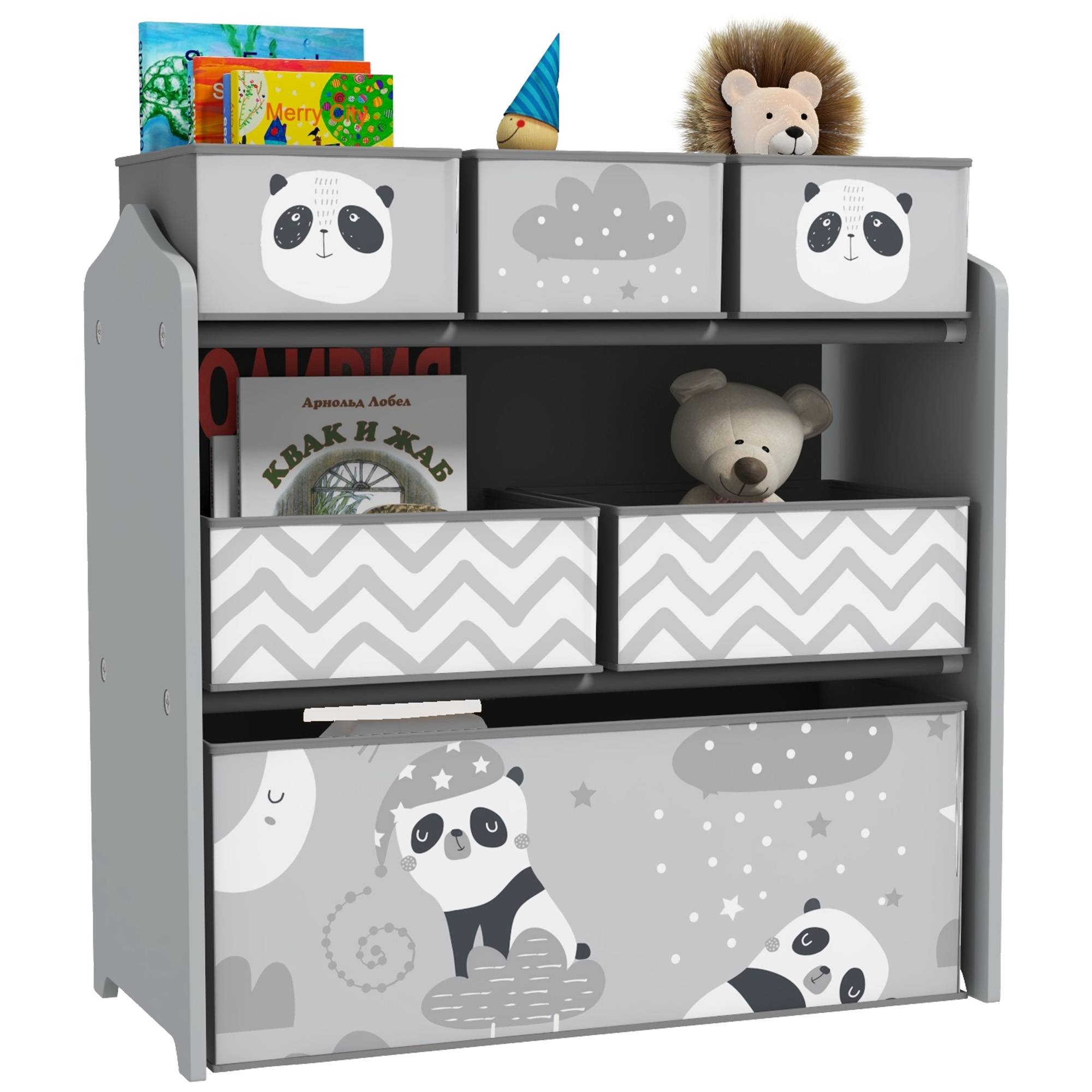 Rangement pour jouets d'enfants, étagère à jouets avec 6 bacs amovibles en tissu non tissé, 63 x 30 x 66 cm, gris - Image 1