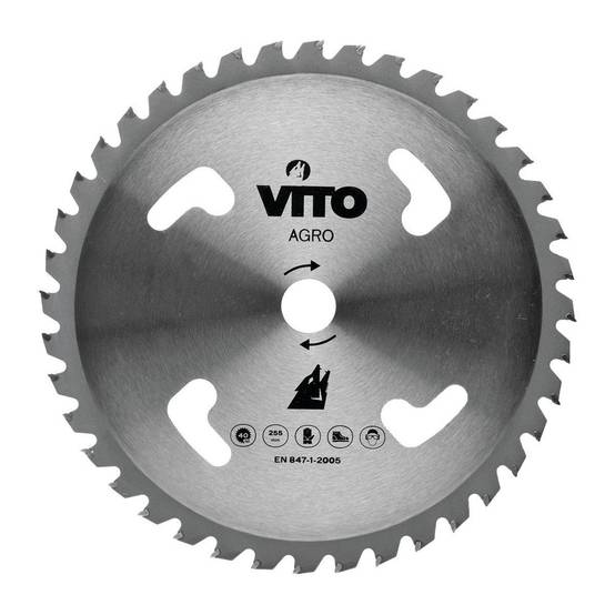 Lame de coupe pour débroussailleuse 40 dents Diam 255mm en Tungstène Alesage 25.4 VITO - Imagen 1