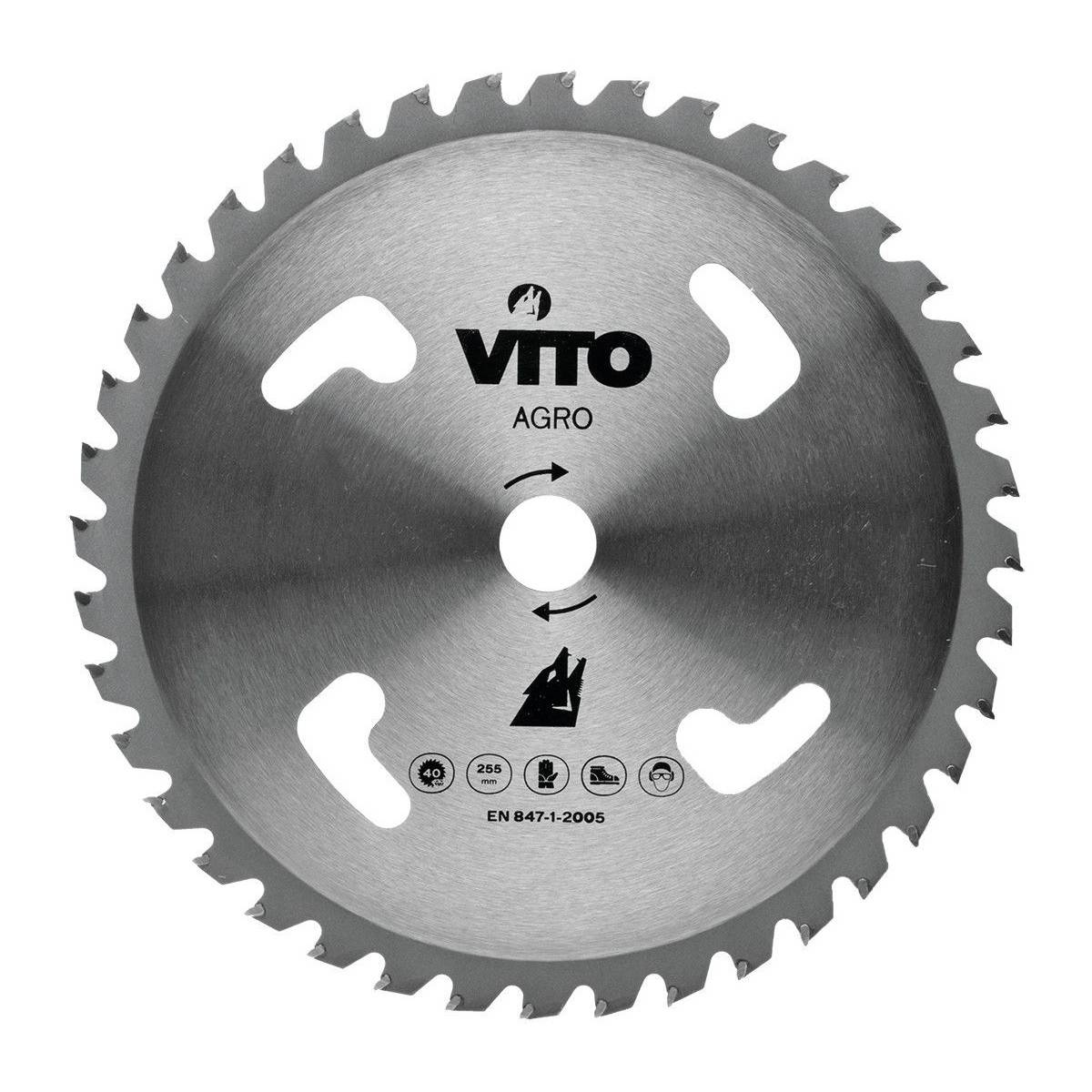 Lame de coupe pour débroussailleuse 40 dents Diam 255mm en Tungstène Alesage 25.4 VITO - Imagen 1