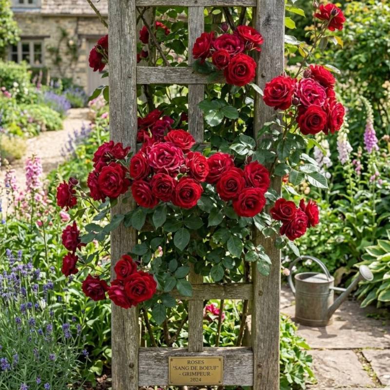 Rosier grimpant Le Grand Huit® 'Adabaring' à fleurs Rouge/ - feuillage Caduc - Pot de 3L - 20/40 cm - Image 4