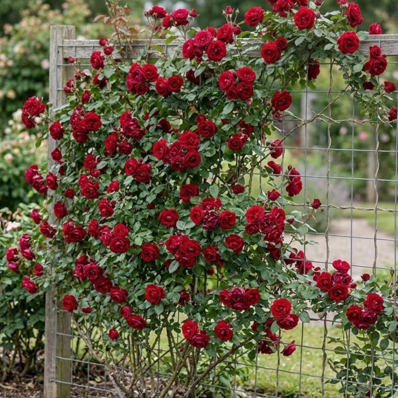 Rosier grimpant Le Grand Huit® 'Adabaring' à fleurs Rouge/ - feuillage Caduc - Pot de 3L - 20/40 cm - Image 3
