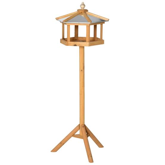 Sans Marque - Mangeoire Mangeoire pour oiseaux sauvages sur Pied nichoir a Plateau Station a Oiseau Abris à oiseaux Bois pour Exterieur 113 cm - Image 2