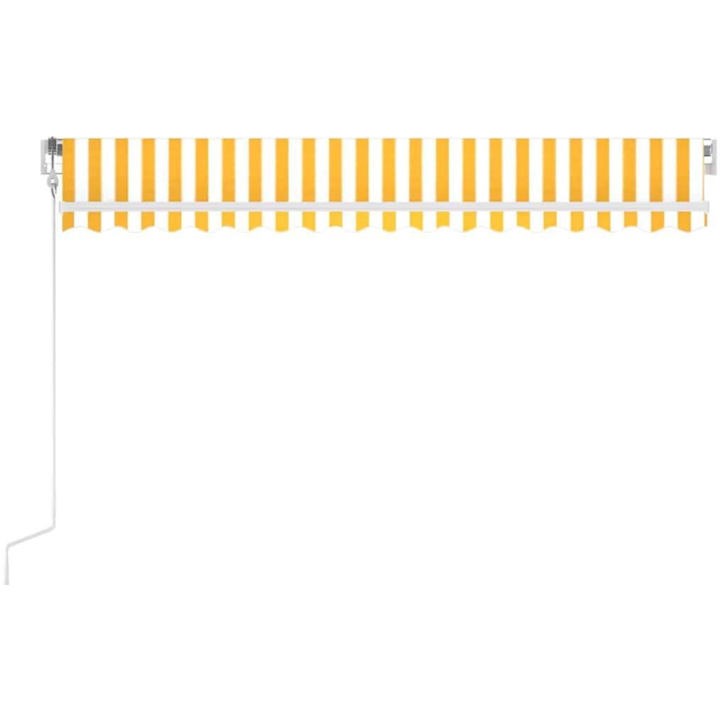 Store banne motorisé aluminium terrasse capteur vent LED 450x300cm jaune blanc - ComfortXL Outdoor Living - Image 3