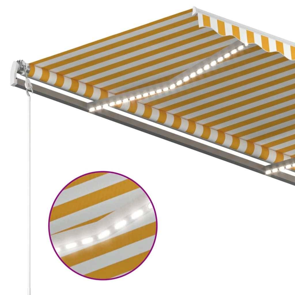 Store banne motorisé aluminium terrasse capteur vent LED 450x300cm jaune blanc - ComfortXL Outdoor Living - Image 4