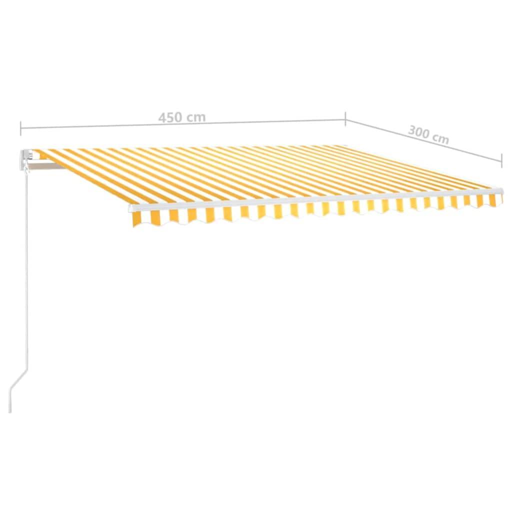 Store banne motorisé aluminium terrasse capteur vent LED 450x300cm jaune blanc - ComfortXL Outdoor Living - Image 8