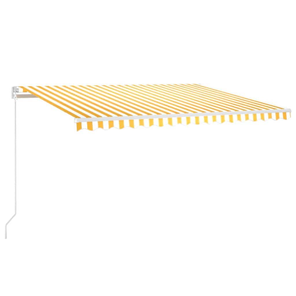Store banne motorisé aluminium terrasse capteur vent LED 450x300cm jaune blanc - ComfortXL Outdoor Living - Image 2