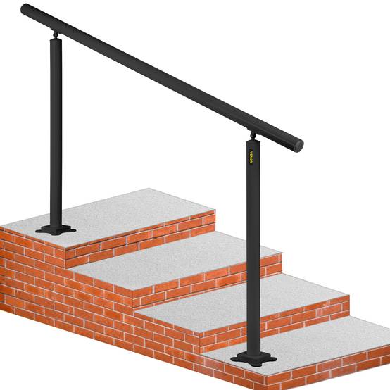 VEVOR Rampe d'escalier sans traverses 152.8x91cm aluminium, charge max 70kg, noir, pour 0 à 5 marches, jardins. - Image 8