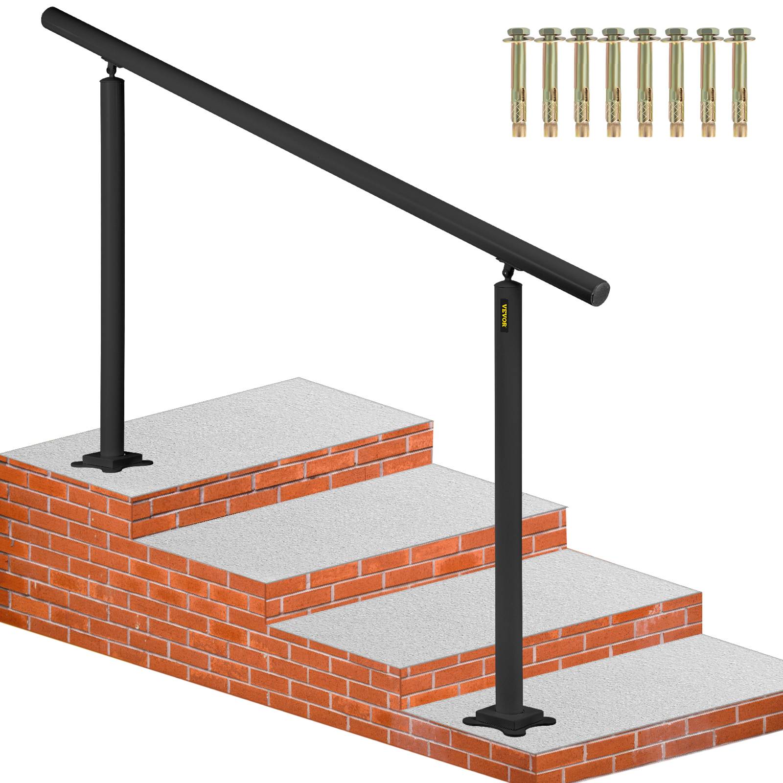 VEVOR Rampe d'escalier sans traverses 152.8x91cm aluminium, charge max 70kg, noir, pour 0 à 5 marches, jardins. - Image 1
