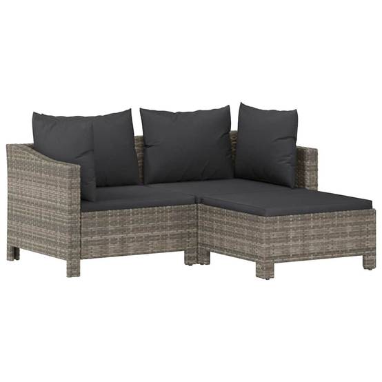 Vidaxl - Salon de jardin 3 pcs avec coussins Gris Résine tressée vidaXL 362685 - Image 2