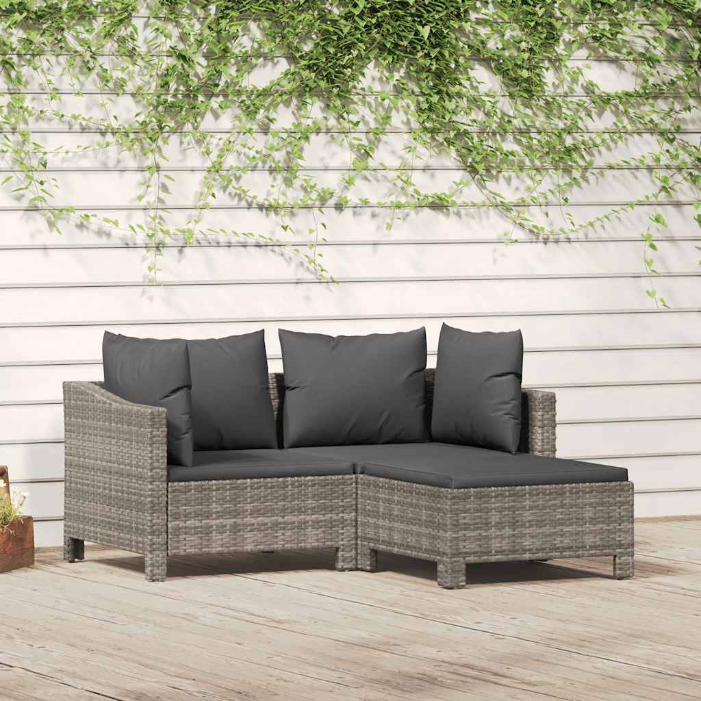 Vidaxl - Salon de jardin 3 pcs avec coussins Gris Résine tressée vidaXL 362685 - Image 1